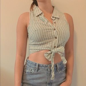 Green Striped Pacsun Tied Crop